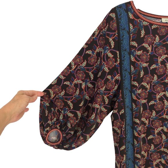 Max Studio Floral Pullover Shift Dress Size Small 3/4" Balloon Sleeves‎ - Picture 5 of 14
